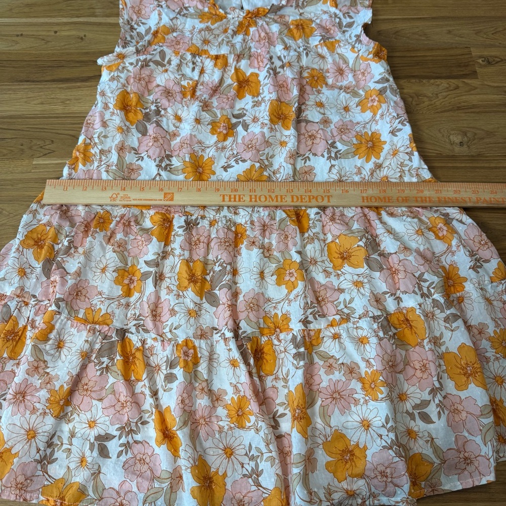 Lush Floral Dress Women’s Small Summer Dress 100% Cotton Orange Pink White - Picture 8 of 10